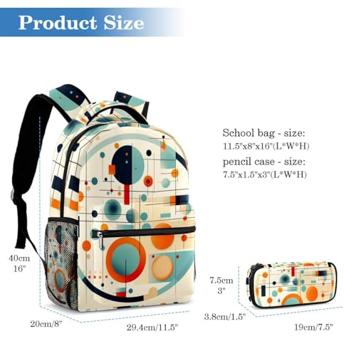 Sac à dos élégant géométrique multicolore #03 grand format avec trousse
