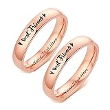 LiFashion Personalized Best Friends Ring for 2,Stainless Steel Name Date Latitude Custom Engraved Finger Band BFF Rings Friendship Jewelry Gift for Sister,Bridesmaid,Friends