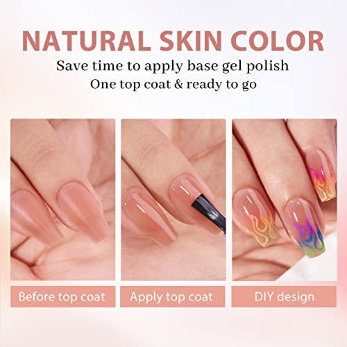 BTArtbox XCOATTIPS Gel Nail Kit - Short Coffin Press on Nails with Gel Glue, Top Coat, Nail Lamp, Pre-colored Short Nail Tips Brown Fake Nails for Daily Nail Art