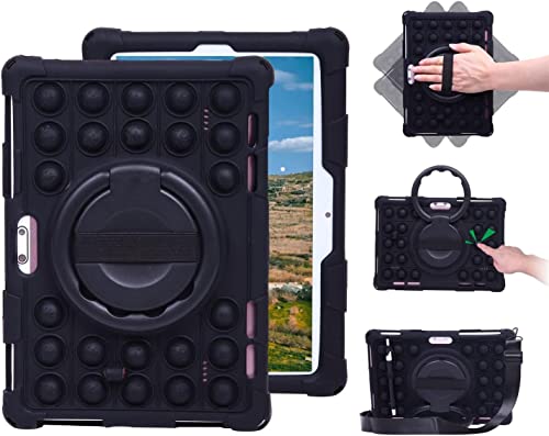 Sfulatdc Silicone Tablet Case with 360 Rotating Kickstand Handle/Shoulder Strap Compatible with Digiland DL1036 10.1,Dragon Touch Notepad K10/Max10,ZONKO K105 10 Inch,Winsing 10 Black