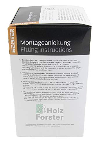 MEISTER Fußleisten Befestigungsklipse Fixing Clips Kunststoff, 50Stück