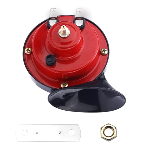 60db Super Loud Train Horns, Red & Black Electric Snail Dual Horn 12v 4A Waterproof Air Horns Replacement Kit for Car Motorcycle Truck Bike Boat