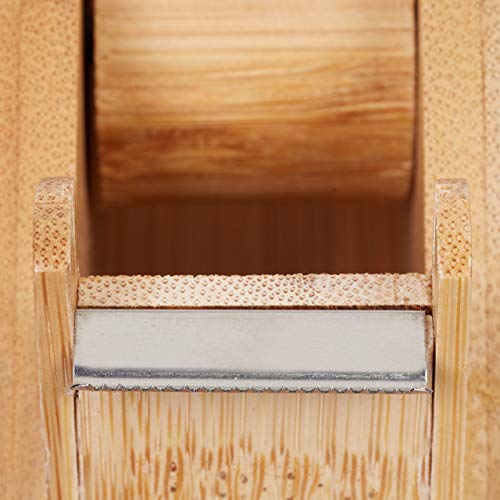 Relaxdays Tischabroller Bambus, Klebestreifen Spender für 25mm Rollen, Klebebandabroller mit Abrisskante, basteln, natur