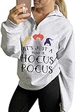 Halloween Sweatshirts for Women Halloween Graphic Long Sleeve Shirt Half Zipper Lapel Casual Pullove