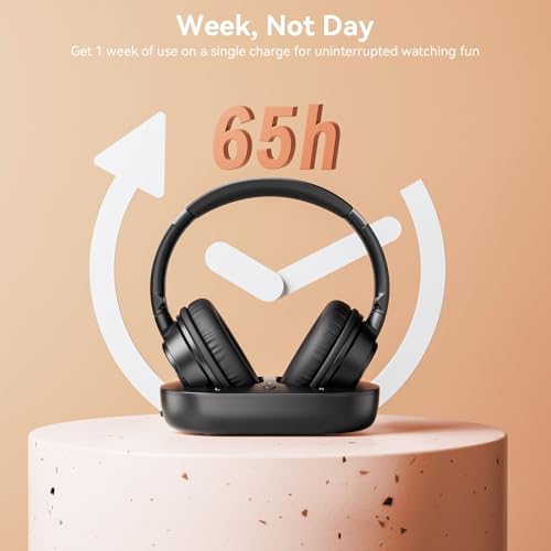SKYCOMET Wireless Headphones for TV, TV Headphones Wireless for Seniors with Transmitter Charging Base, Perfect Audio Sync, Ideal Gift for The Mom, Seniors, Parents - Thumbnail 4