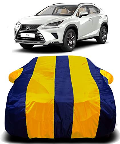 Image of Waterproof Car Cover with Ultra Surface Body Protection (Yellow Stripes) (Lexus NX)