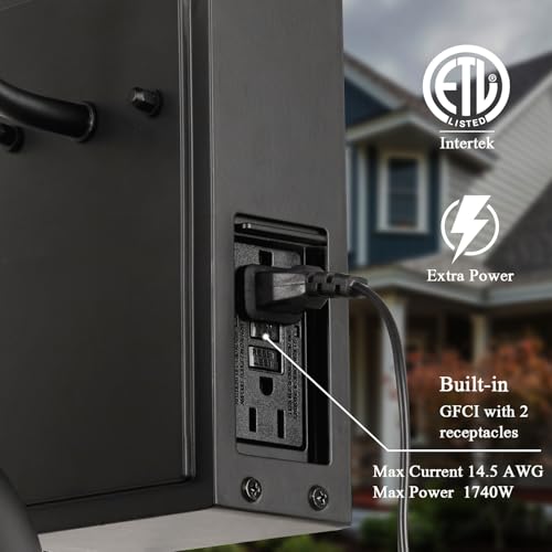 Diyel Outdoor Barn Light with GFCI Outlet, Farmhouse Exterior Wall Sconce Light, Vintage Wall Lighting Fixture Industrial Black Wall Lantern with Built in for Porch, Garage, STRZ037-W BK+WH by Diyel - Image 3