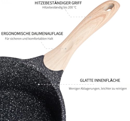 Foto von JEETEE Kochtopf 20 cm, 2.4L Kochtöpfe mit Deckel, Milchtopf Mit Hitzebeständigem Griff und Ausguss, Granit-Antihaft Topf Induktion, Stielkasserolle Geeignet für alle Herde, Grau