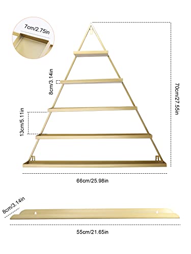 Lorvain Metal Wall-Mounted Nail Polish Storage Racks 5 Tiers Gold Triangular Display Rack Cosmetic Display Cases Lipstick Perfume Wall Shelf Essential Oil Organizers For Home Spa Nail Salon Shop #TOP1