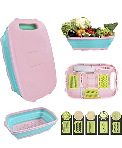 Collapsible Cutting Board 2023 Multi Functional Cutting Board Cut Meat, Fruits, Vegetables 9 In 1 Cutting Board Makes Life Easy Storage Container This Board Kitchen, Indoor & Outdoor, Rv (Baby Pink) #TOP25