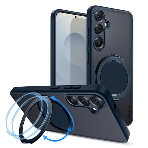 Image of KARWAN Tough Shockproof Armor Back Case Cover Compatible with Samsung Galaxy A56 with 360 Degree Rotation Magnetic Attraction Ring Holder Heavy Duty Rugged Case with Magnetic MagEase Wireless Charging
