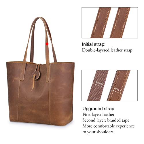 S-ZONE Vintage Genuine Leather Tote Bag for Women Large Shoulder Purse Handbag 2 41o5242mW+L. SL500