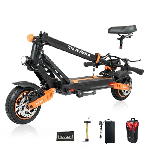 Electric Scooter Adults 1600 W Motor 50 Miles Long Range & 40 MPH Top Speed 48V 27AH Battery Kick Scooter with Detachable Seat 10' Off Road Tire Folding E-Scooter for Commuter Outdoor