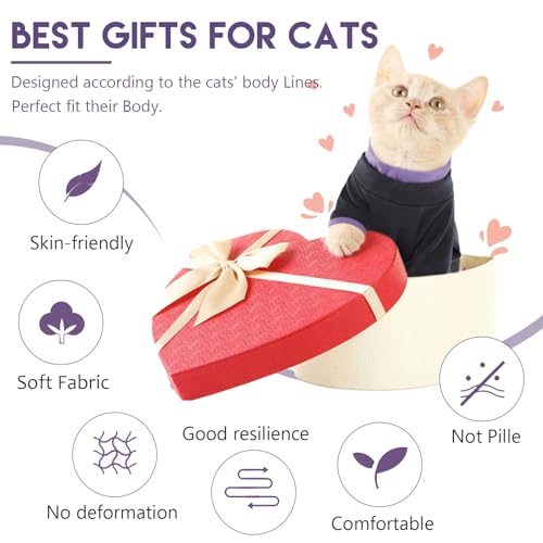 Sticky Cat Clothes Stretchy, Sphynx Hairless Sweater & Pajamas for Cats only, Soft Cat Onesie for Cats After Surgery Female Male & Hair Loss Prevention, Black M - Thumbnail 5