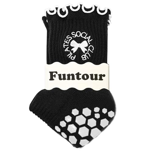 Image of Pilates Grip Yoga Socks For Women Barre Socks Cute Athletic Non Slip Sock | Soft cotton, breathable Non-slip grip sole Ruffle embroidery design For pilates barre yoga Cute women's gift