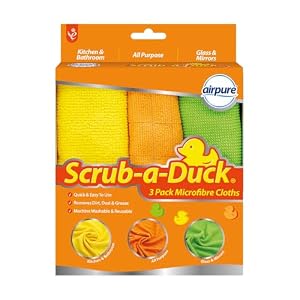 airpure Scrub-a-Duck® Microfibre Cloths (3 Pack) | Quick & Easy to Use | Removed Dirt, Dust & Grease |Machine Washable & Reusable