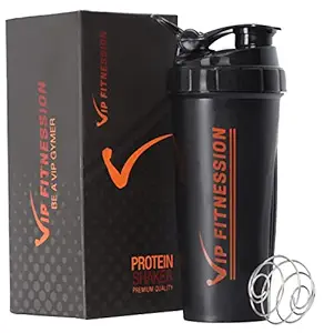 VIP FITNESSION - sipper bottle with spring ball 700ml capacity sipper water bottle with 100% leakproof, gym bottle stylish pre-workout shakers for protein shake,a black gym bottles for men and women
