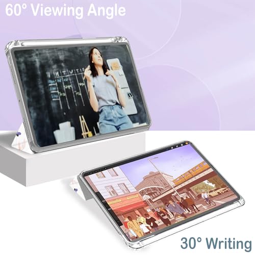 Feams Case for iPad mini 7 A17 Pro 2024/iPad Mini 6 2021, Slim Lightweight Trifold iPad mini 7 A17 Pro Case 8.3 Inch 2024 Clear Back Cover with Pencil Holder & Auto Sleep, Purple Flowers by Feams - Image 6