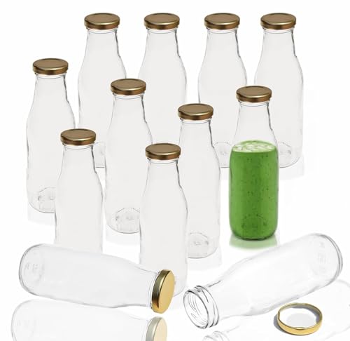 Image of Pure Source India Glass Water Bottle with Airtight Gold Cap - 500 ML, 12 Pieces, Clear