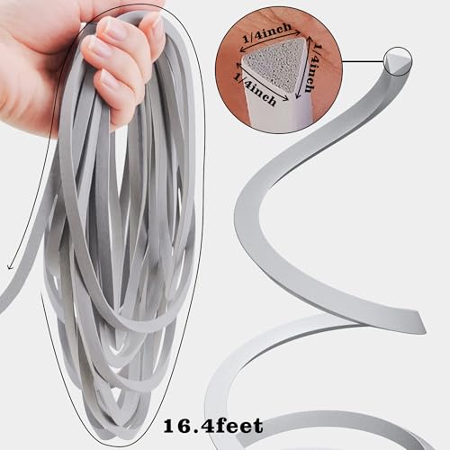 Image of U0U Backer Rod 1 /4 Inch,Triangle EPDM Rubber Backer Rod,Gery Concrete Crack Filler Caulk Saver for Driveway and Wall Cracks
