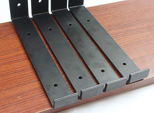 4 Pack - 9.25"L X 6"H X 1.5"W J Lip Shelf Bracket Rustic Industrial Farmhouse Iron Metal Wall Floating Shelf Bracket Metal Shelf Bracket, Industrial Shelf Bracket, Shelf Supports With Screws #TOP3