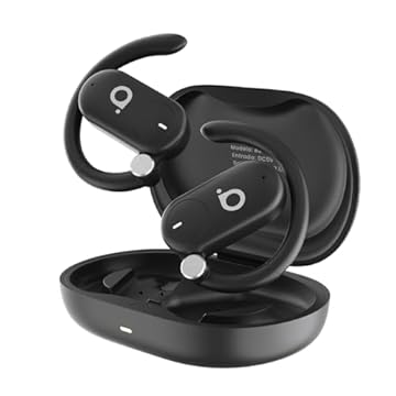 Basike Fone de Ouvido Sem Fio Esportivo BLuetooth 5.4, Fone de Ouvido Estéreo Hi-Fi, Chamadas de Voz, Cancelamento de Ruído ENC, IPX5, 100 Horas em Standby para Corrida e Exercícios ao Ar Livre(Preto)