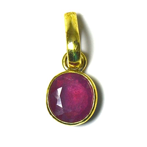 Pendentif en rubis naturel et Panchdhatu en argent sterling pour une elegance intemporelle