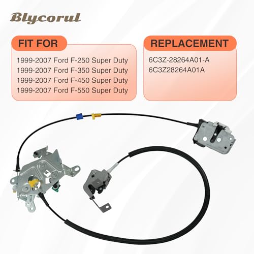Blycorul Rear Door Lock Latch Assembly and Cable, Compatible with 1999-2007 Ford F250 F350 F450 F550 Super Duty, Left Driver Upper & Lower Side, Replaces 6C3Z-28264A01-A, 6C3Z28264A01A by Blycorul - Image 2