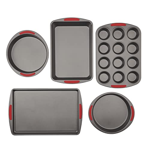 Goodcook Mega Grip 5-Piece Nonstick Steel Bakeware Set With Cookie Sheet, Roast Pan, 2 Cake Pans, And Muffin Pan, Gray (4251) #TOP16