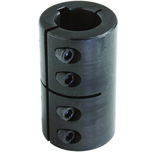 Climax Part ISCC-112-112-KW Mild Steel, Black Oxide Plating Clamping Coupling, 1 1/8 inch X 1 1/8 inch bore, 1 7/8 inch OD, 3 1/8 inch Length, 1/4-28 x 5/8 Clamp Screw