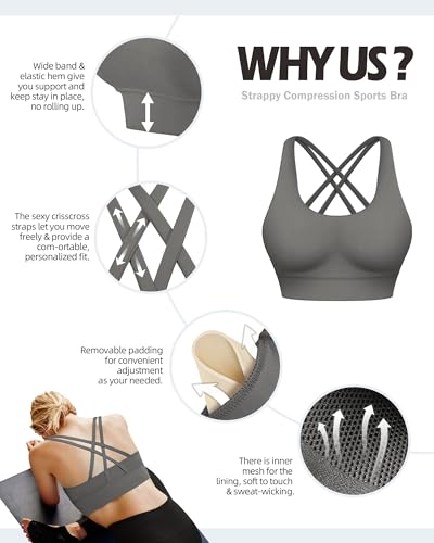 Image of Ama Larsi High Impact Strappy Sports Bra for Women | Padded Crisscross Back Supportive Running Yoga Workout Gym