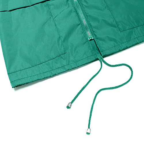 Pesion Women's Waterproof Raincoat Lightweight Rain Jacket Hooded Windbreaker Lake Green Xxl #TOP5