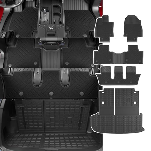 powoq 7&8 Seat Floor Mat Compatible with 2024 2025 Toyota Grand Highlander Trunk Mat Replacement for 2024 2025 Toyota Grand Highlander Accessories (Carpet Floor Mats+Rear Cargo Mat with Backrest Mat) by powoq - Used condition - US$117.12