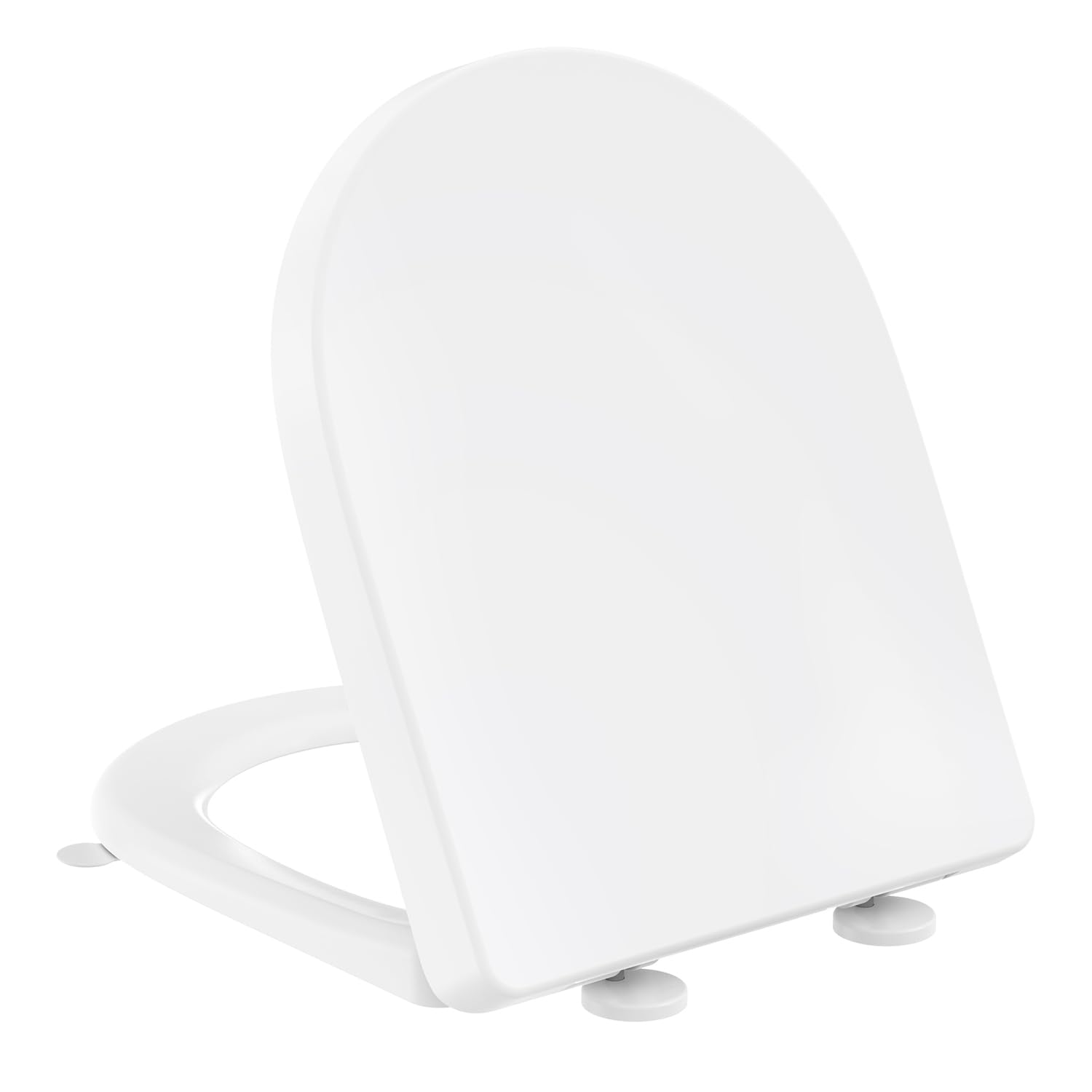 Yeaupe Pro White Toilet Seat Soft Close D Shaped - Toulet Seats With Lid Lifter,Quick Release For Easy Clean,Pp Loo Toulet For Bathroom Bowl With Adjustable Hinges,Anti-Slip,Universal Fit,45* 36*5Cm,