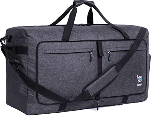 Bago Travel Duffel Bags for Traveling Women & Men- Foldable Weekender Bag - 100L 29" X-Large Duffle Bag for Travel & Camping Bag - Packable Lightweight Overnight Luggage Bag (Black)