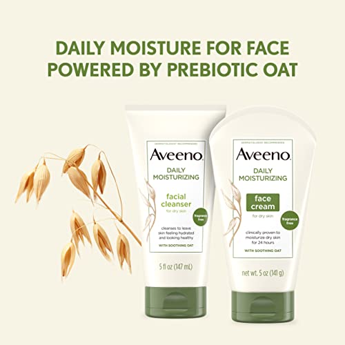 Aveeno Daily Moisturizing Facial Cleanser With Soothing Non-Gmo Oat, Hydrating Face Wash For Soft & Supple Skin, Paraben-, Sulfate-, Fragrance-, Dye- & Soap-Free, 12 Fl. Oz #TOP3