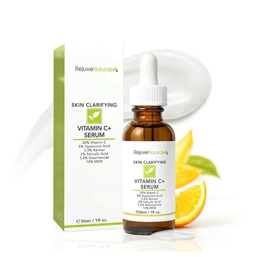 Vitamin C Serum Plus 5% Hyaluronic Acid, 2.5% Retinol, 2% Salicylic Acid, 3.5% Niacinamide, 10% MSM, 20% Vitamin C - Anti Aging Anti Wrinkle Skin Clearing Serum Organic Skin Care for Face and Eyes 1oz