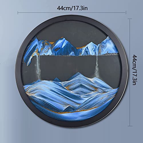 17.3'' Moving Sand Art Decor, 3D Sand Art Liquid Motion 360° Wall Mounted Sand Painting Art Living Room Sandscape Decoration, Home Wall Sculptures Glass Crafts For Relaxing Mood, Home Office Art Decor #TOP1