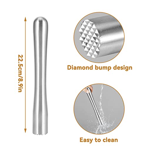 Roestvrij staal cocktail stamper, drinken stamper cocktail mixer Mojitos fruit stamper citroen hamer stamper bar gereedschap voor heerlijke Mojitos maken, 8.9inch - Image 6