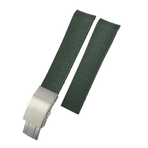 Image of BQAXUREW EDVENA 19mm 20mm 21m Rubber Silicone Watchbands Compatible With Longines Hydroconquest L3.781 L3 41mm 43mm Dial Conquest Waterproof Watch Strap(Green silver,19MM_WITH LETTERS)