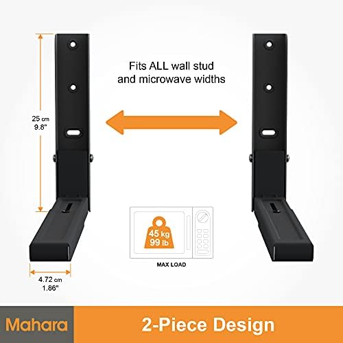 mahara Microwave Oven Shelf Brackets - Wall Hanging Microwave Shelf Adjustable Depth - Wall Mount Hanging Shelf Max 45kg - Space Saving Microwave Brackets Wall Shelf - Kitchen Storage & Organisation