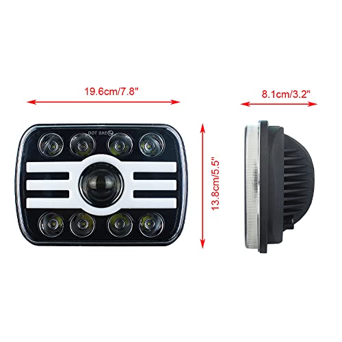 Lanterna De Cabeça De 5X7 Polegadas Halo DRL Angel Eyes H4 Led Square 44W Lanterna De Cabeça Para 86