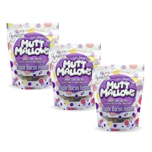 The Lazy Dog Cookie Co. Soft Dog Treats, Mutt Mallows Maple Bacon Kissies, for Small, Medium and Large Dogs, Wheat-Free, Baked in The USA, 5 oz. (Pack of 3) Bacon