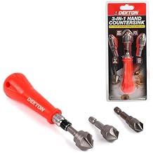 Dekton 3pc Hand Countersink Set-3 in 1 Design| Complete with Handle| Countersink Angle 45 Degrees| Used in A Hand Drill Or Drill Press| Ideal for Wood, Metal and PVC Countersinking, by Hand Preferred