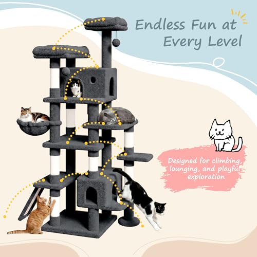 Árbol para gatos multi-niveles de 82 pulgadas color gris oscuro miniatura 6