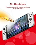 BERSEM Ochraniacz ekranu ze szkła hartowanego kompatybilny z Nintendo Switch OLED 17.8 cm 2021, zestaw do automatycznego ustawiania/twardość 9H / przezroczysty HD/odporny na zarysowania/bez