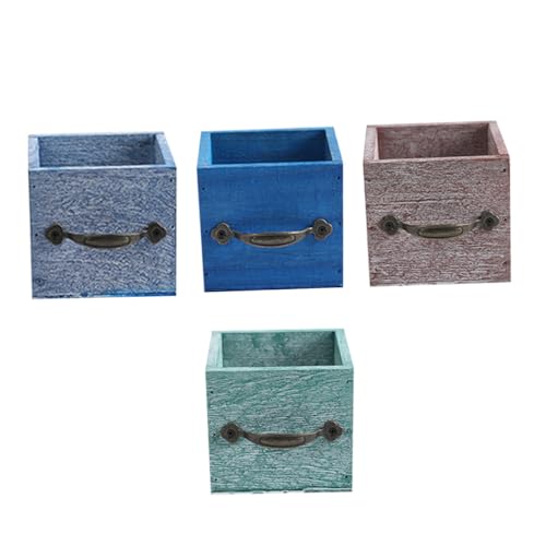 MOTHNUR 4個 木製花瓶風花器 ?真花 ドライフラワー対応 高さある植木鉢 インテリア用窓辺 園装飾用軽量耐久フラワーポット