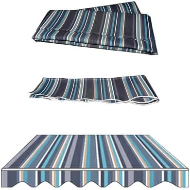 Retractable 13ft Patio Awning Replacement Canvas Blue Polyester Sun Shade Shelter 10x6.5ft Outdoor Canopy Cover for Deck & Garden