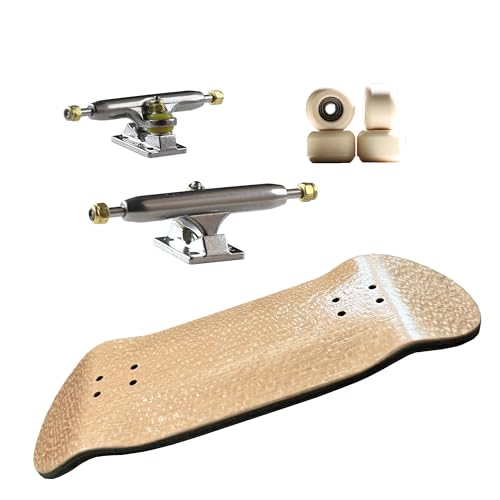 NOAHWOOD 2025 16G Fingerboard Complete (6-Layer Colour Maple Wooden Pro Deep Concave 35 x 97mm Handmade Deck + 34mm Noah ii Truck + Beige Wheels ii) Brown