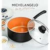 MICHELANGELO Nonstick Sauce Pan With Lid, 3QT Ceramic Saucepan, Copper Saucepans, PFAS-FREE Pot, Small Pots For Cooking, Multipurpose Cooking Pots For Home Kitchen, Dishwasher Safe
